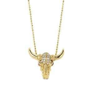 NEW! Never Worn!!! “Logan Hollowell” 14k Gold Bull Skull Necklace With Diamonds!